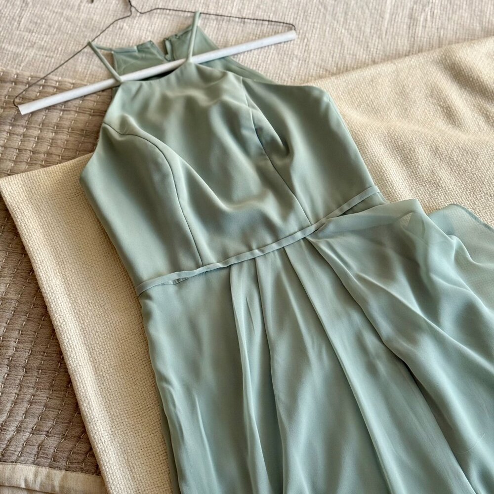 David's Bridal Mermaid-Style Maxi Dress Sage Green Size 0